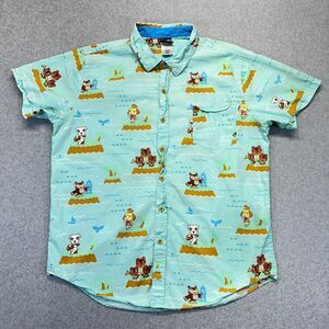 Animal Crossing Button-Up Shirt Men’s XL All Over Print Character Pocket